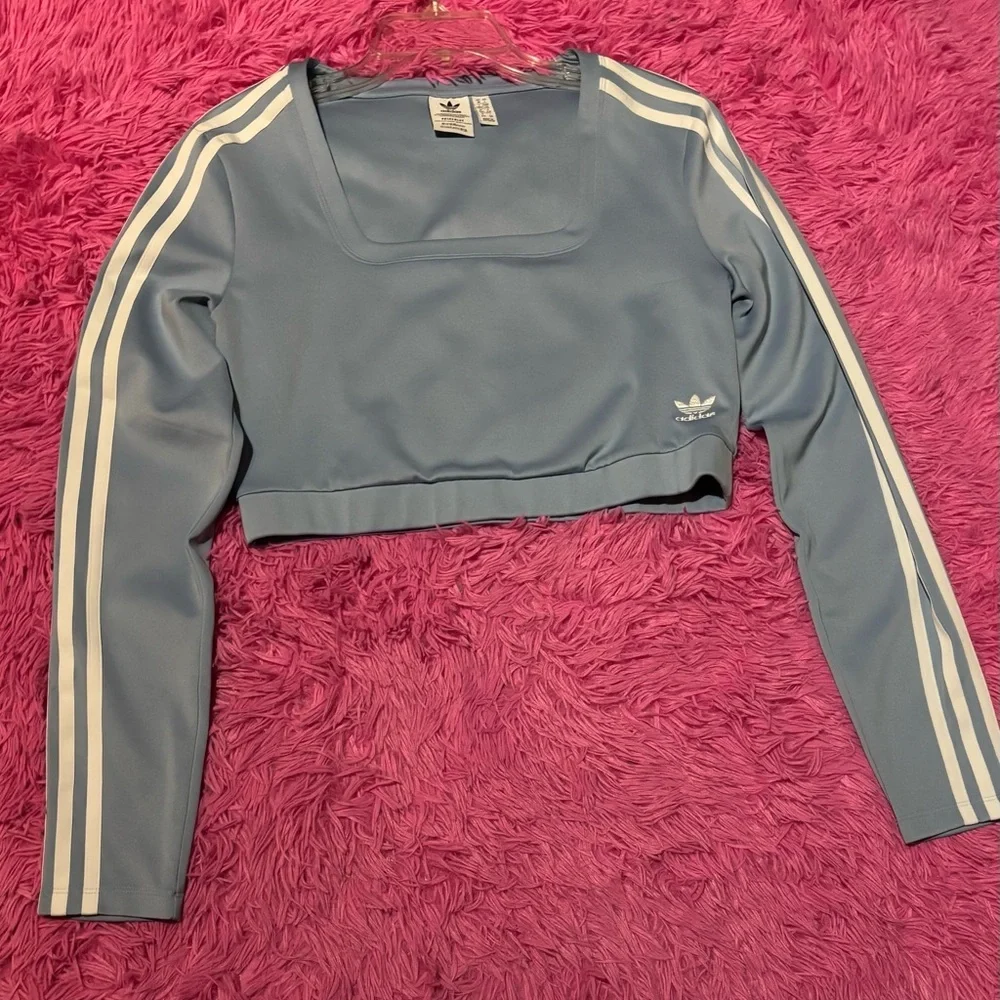 Adidas Three Stripe Athleisure Long Sleeve Top Women Size Large - Picture 2 of 9